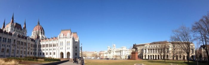 Square in front of the Parliamet building in Budapest