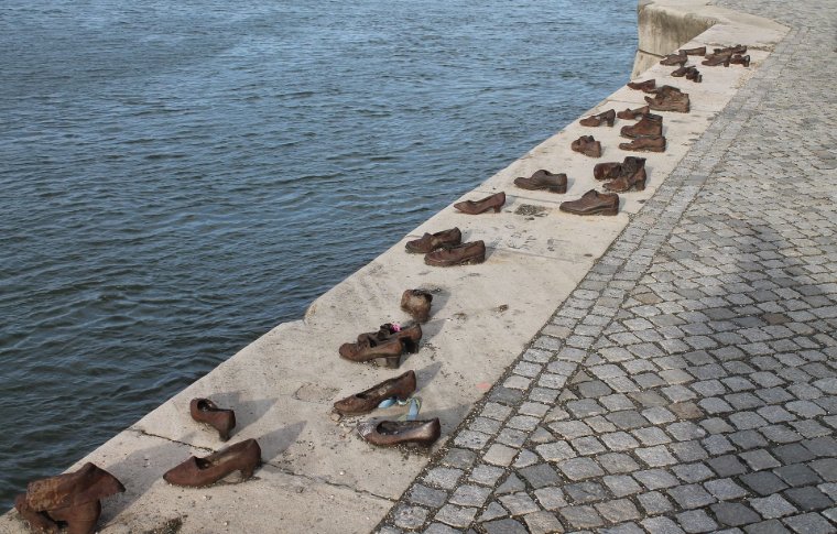 The shoe memorial in Budapest.