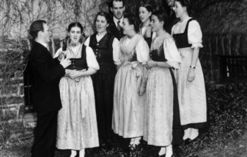 Black and white photo of a traditional choir