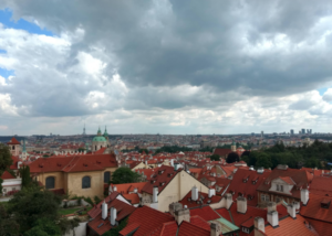 Panorama of Prague on a Cloudy Day