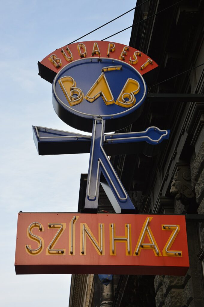 The sign at the entrance to Budapest Puppet theatre